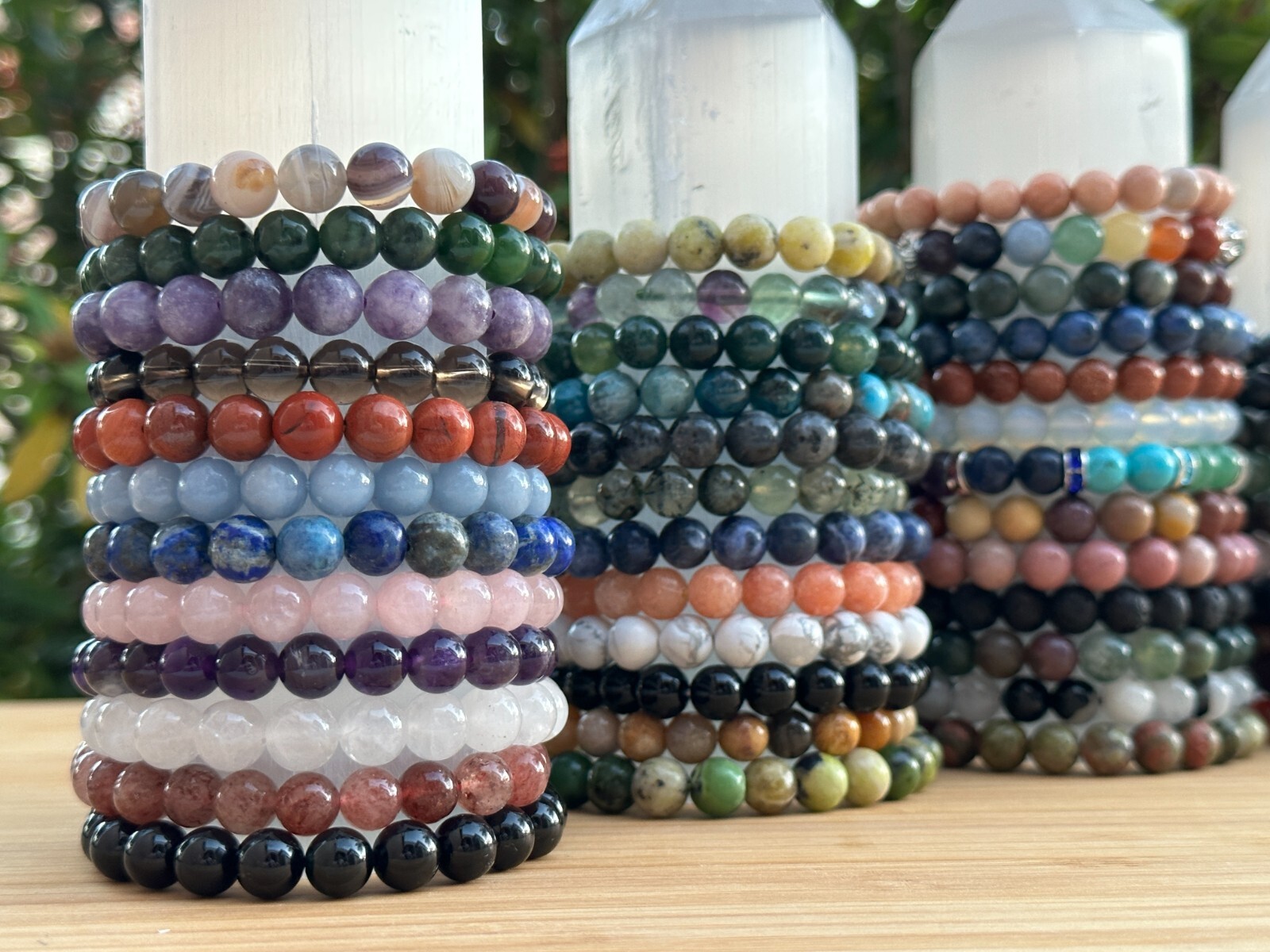 Wholesale Grade A++ Genuine Gemstone Bead Bracelets, Choose from 80 Types Stone