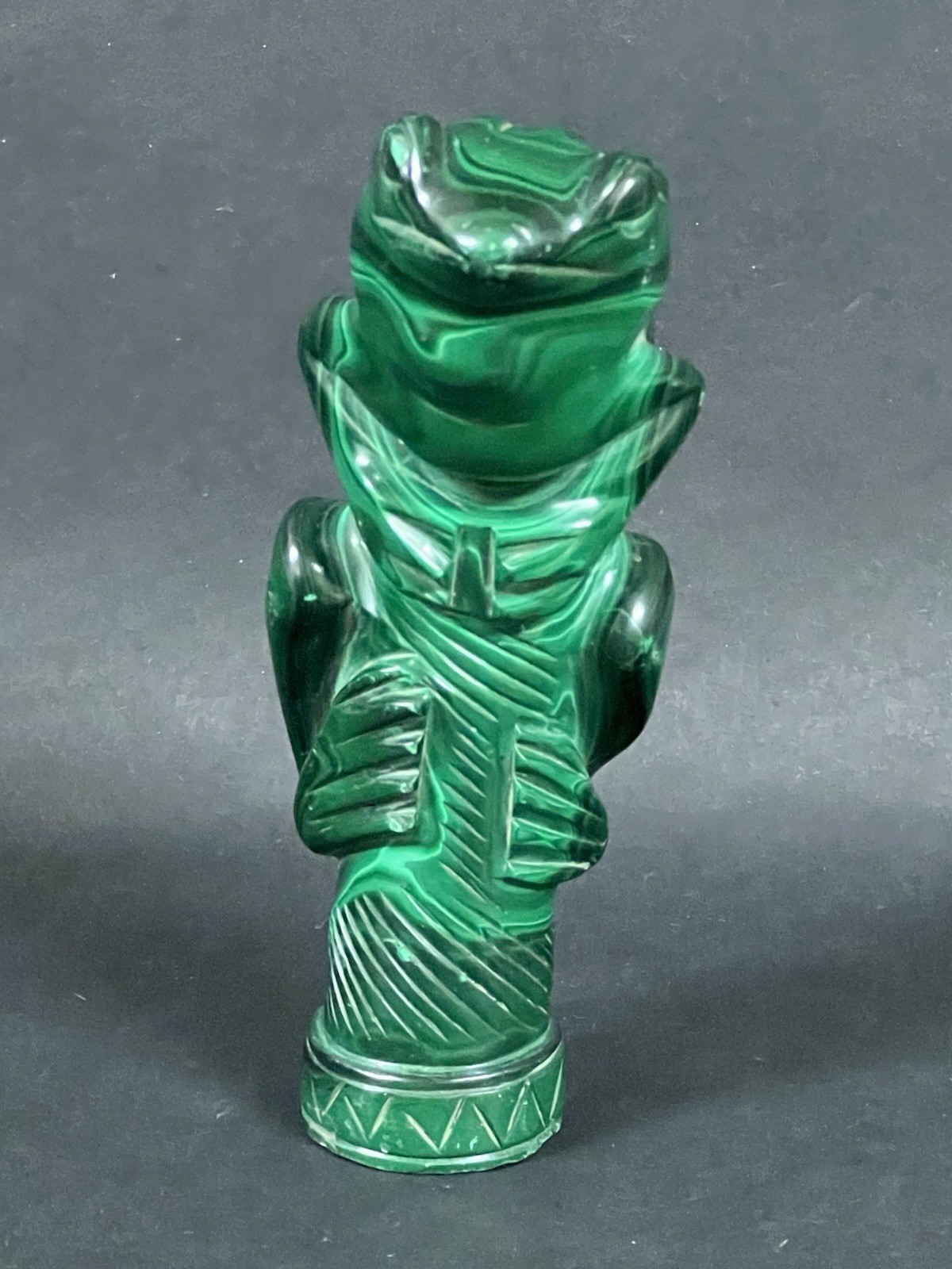Carved and Polished Malachite Stone Frog Animal Figurine Sculpture – Congo 6”