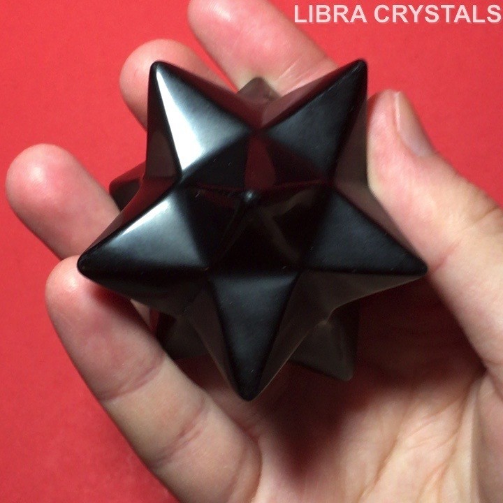 Black Obsidian Merkaba Star Crystal 2in 106g Sacred Geometry Polished Protection