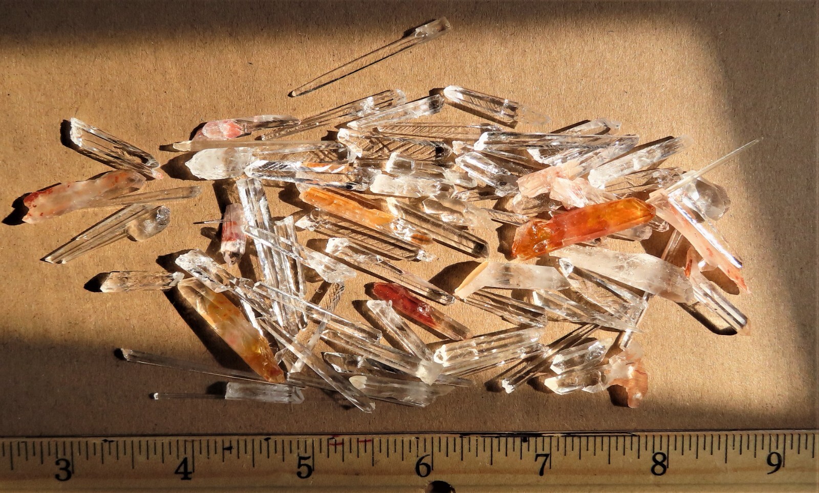 QUARTZ CRYSTALS, 8 OZ LOT OF SELF-NUCLEATED POINTS, LAB GROWN IN CLEVELAND, OHIO