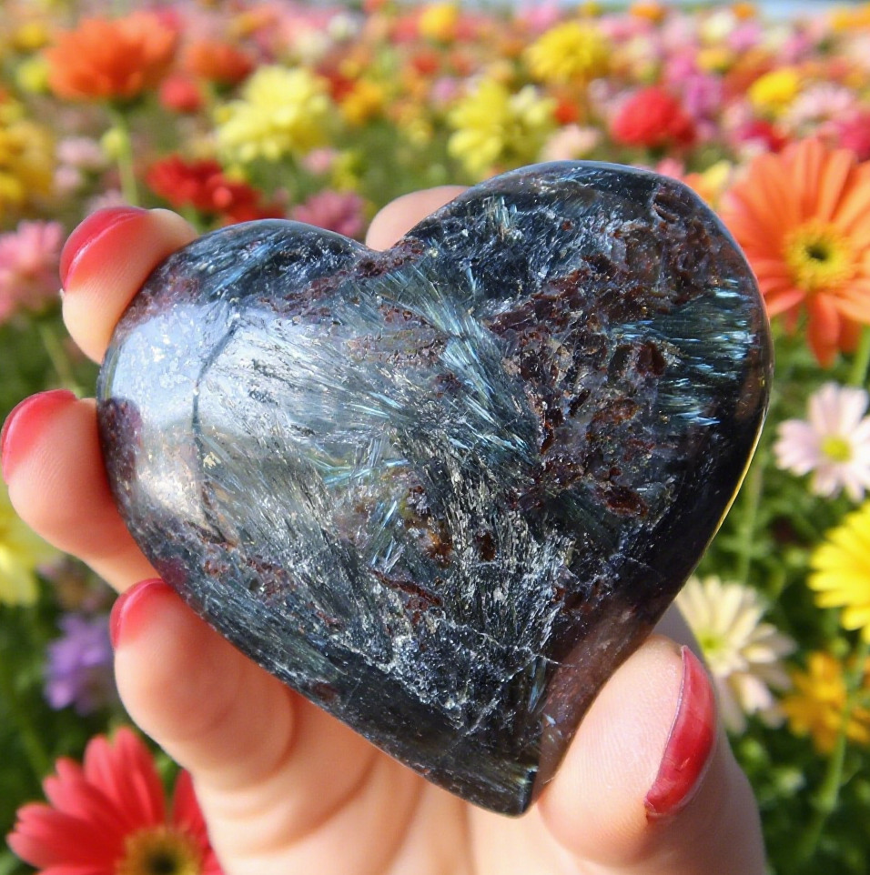 Natural Arfvedsonite Heart Stone 1pc Healing Reiki Stone Gift Home Decor Collect