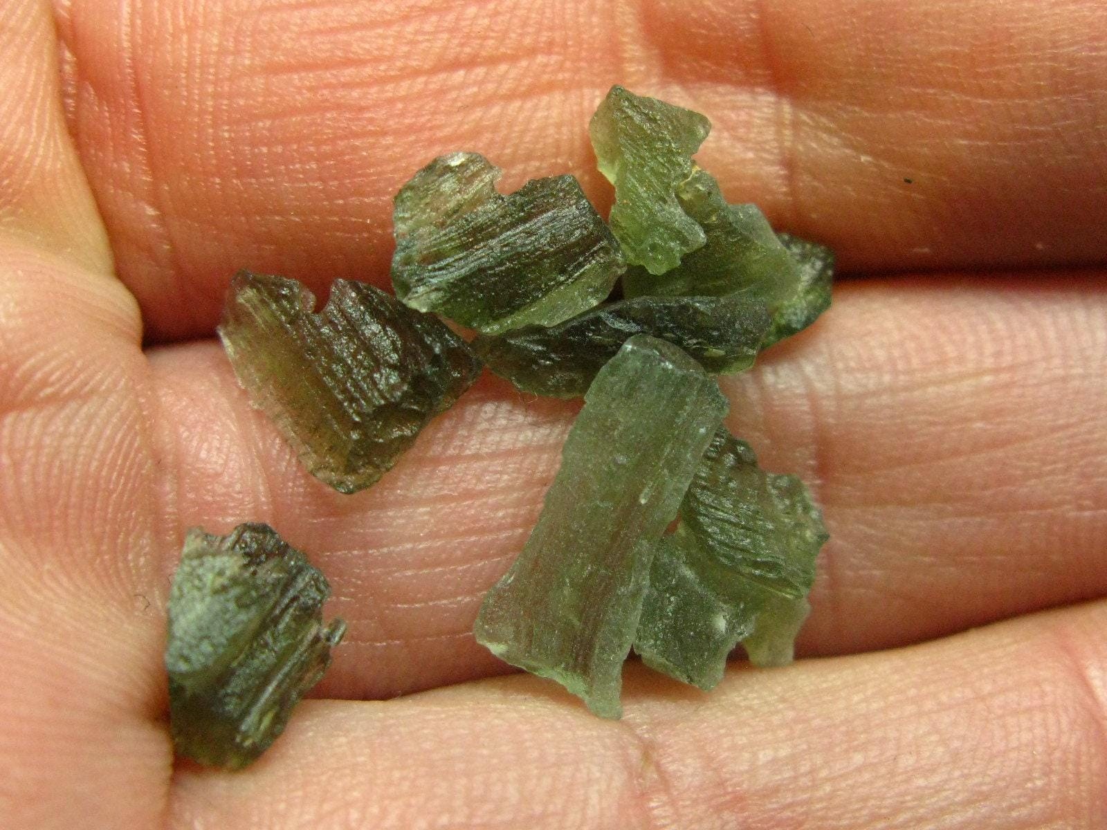Lot of 10 Rare Moldavite Tektite From Czech Republic – 10 Carats