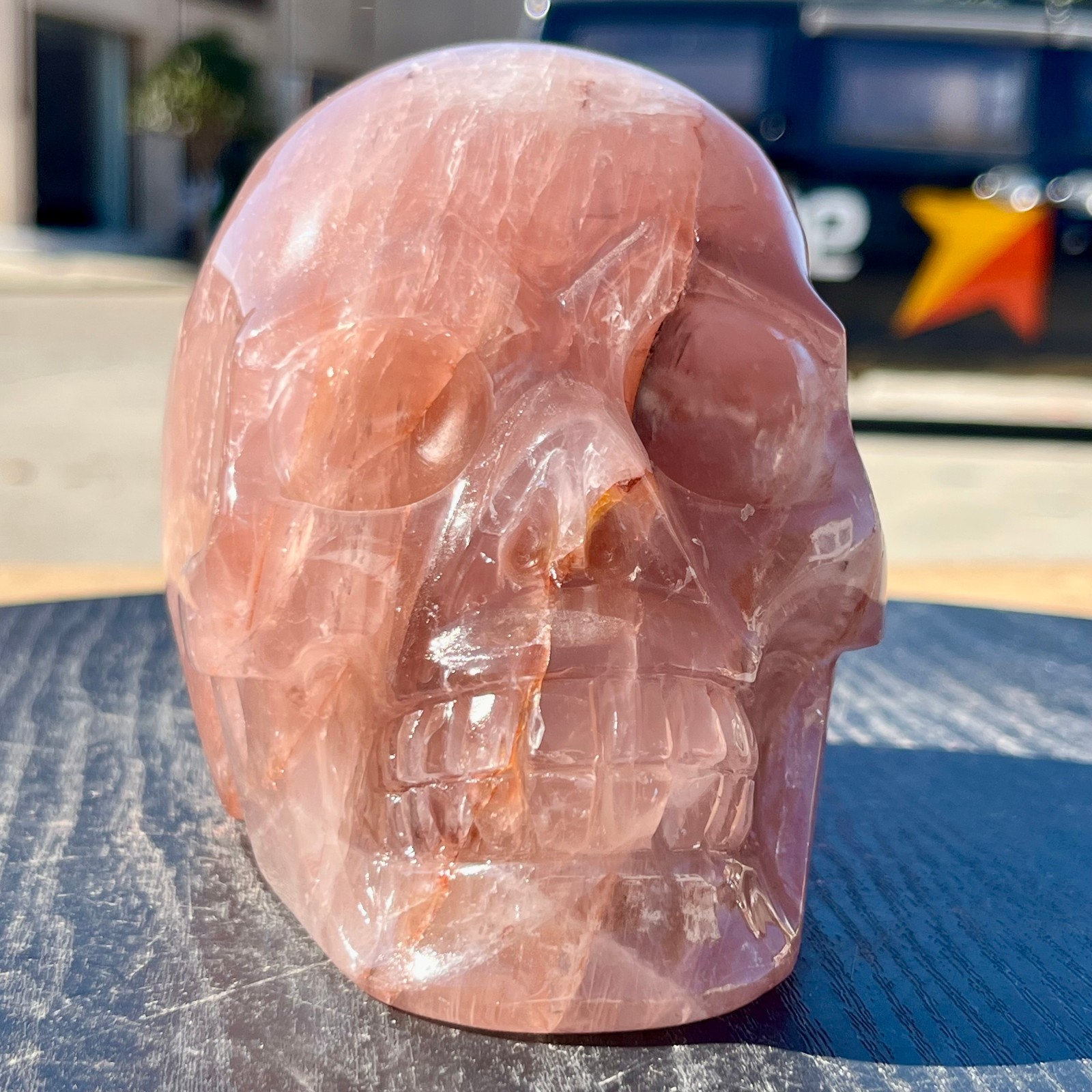 Natural Red Agate Skull Carved Crystal Head Reiki Healing Decor 3.9 lb