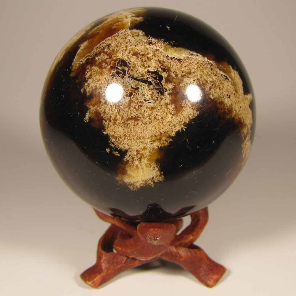 2.5″ Natural FOSSIL AMBER Polished Sphere w/ Stand – Sumatra, Indonesia – 65mm