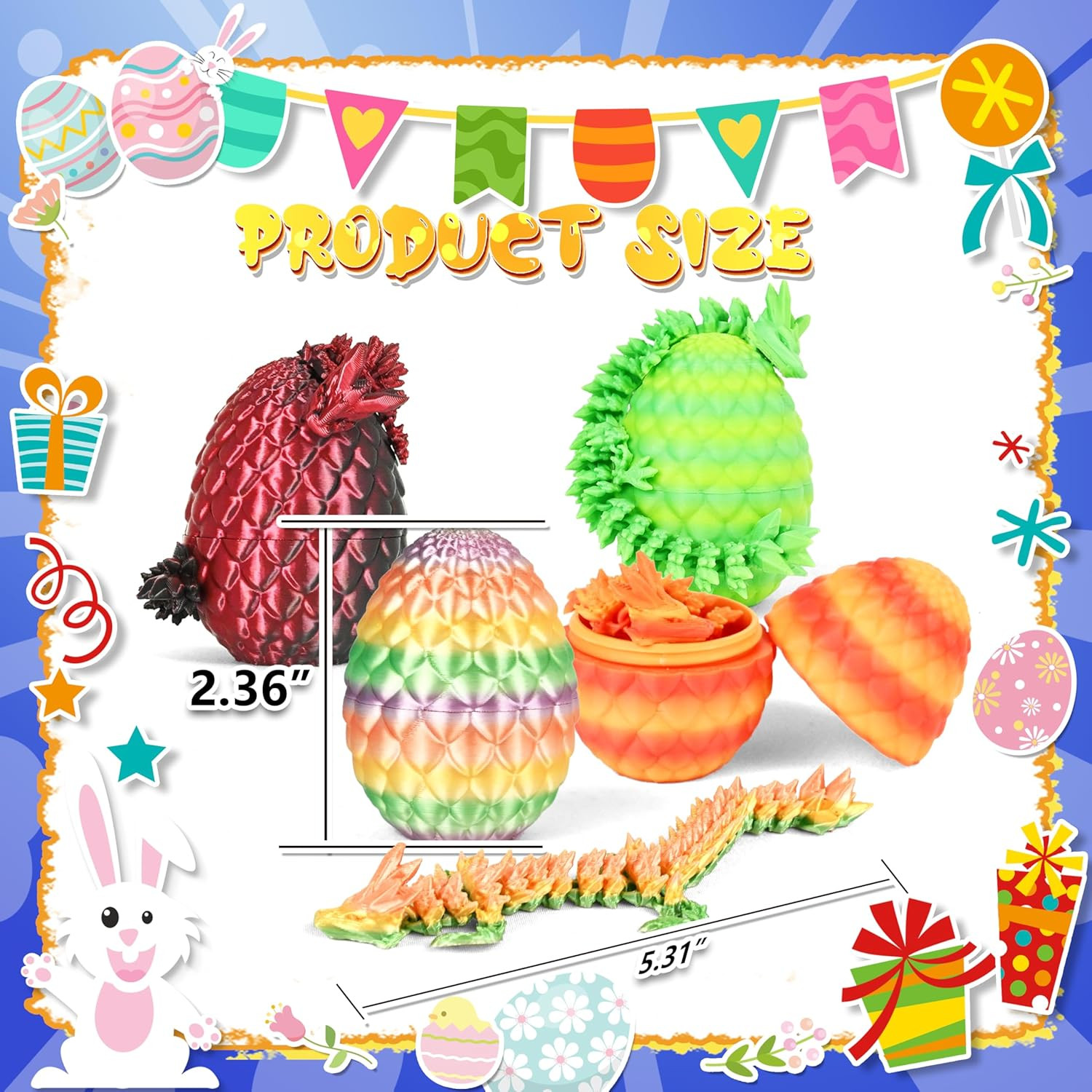 24P 3D Printed Dragon Eggs, Mystery Crystal Dragon Egg for Birthday Party Favors