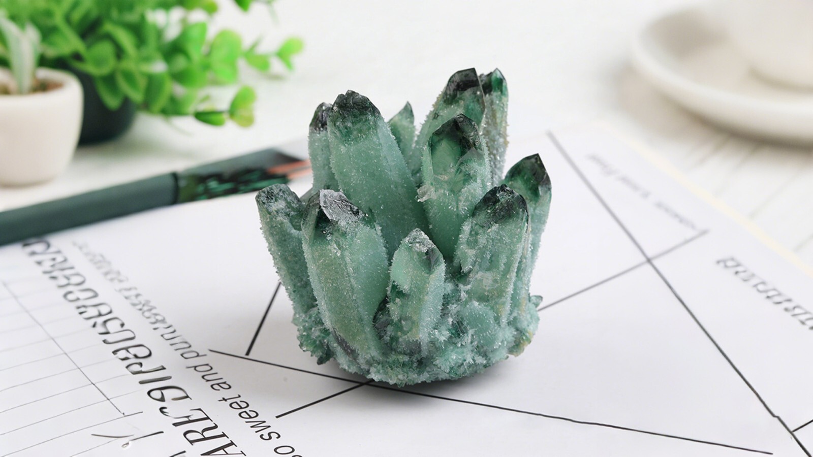 200g+Rare Large Raw Green Phantom Quartz Crystal Cluster Quartz Mineral Specimen