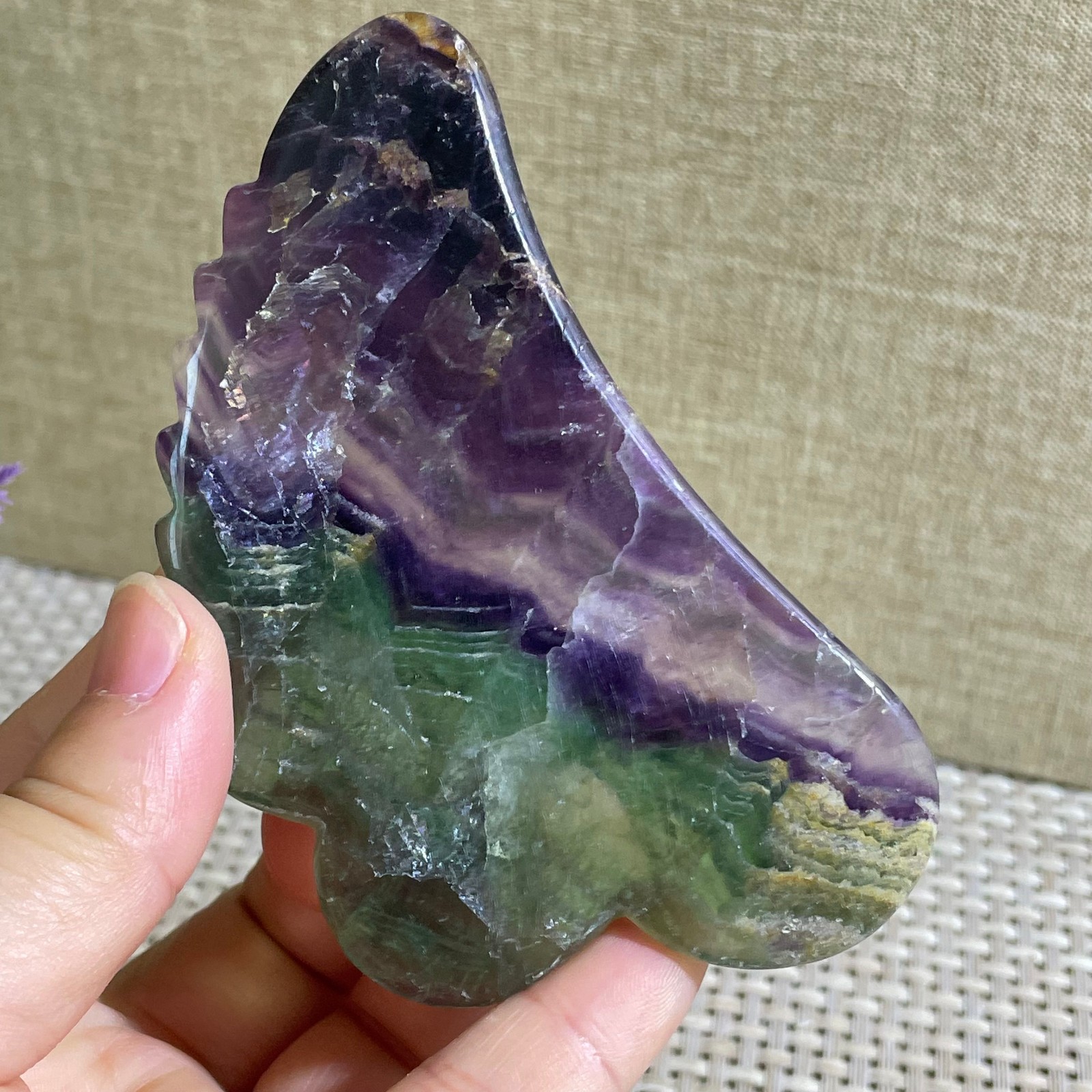 74g Natural beautiful Rainbow Fluorite Crystal Rough slices stone specimens