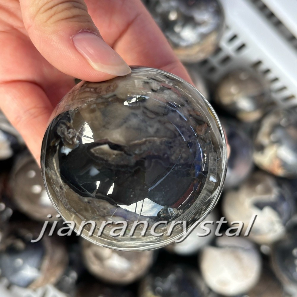 200g+ Volcanic agate sphere crystal ball home decoration fluorescent sphere 1pc