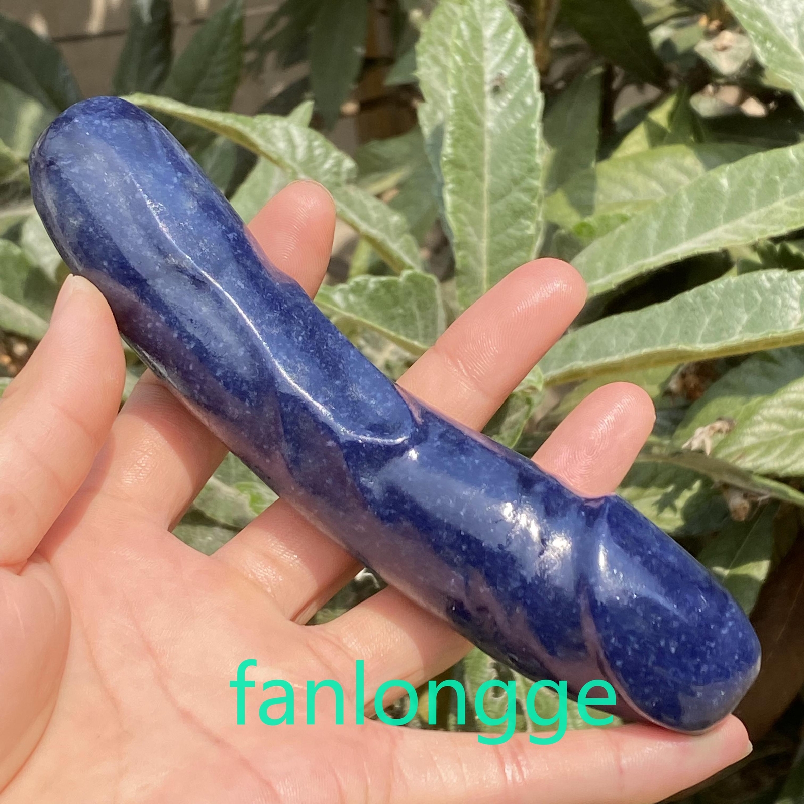 6in Natural blue Aventurine Male Penis Quartz Crystal Skull Massager scrub 1PC