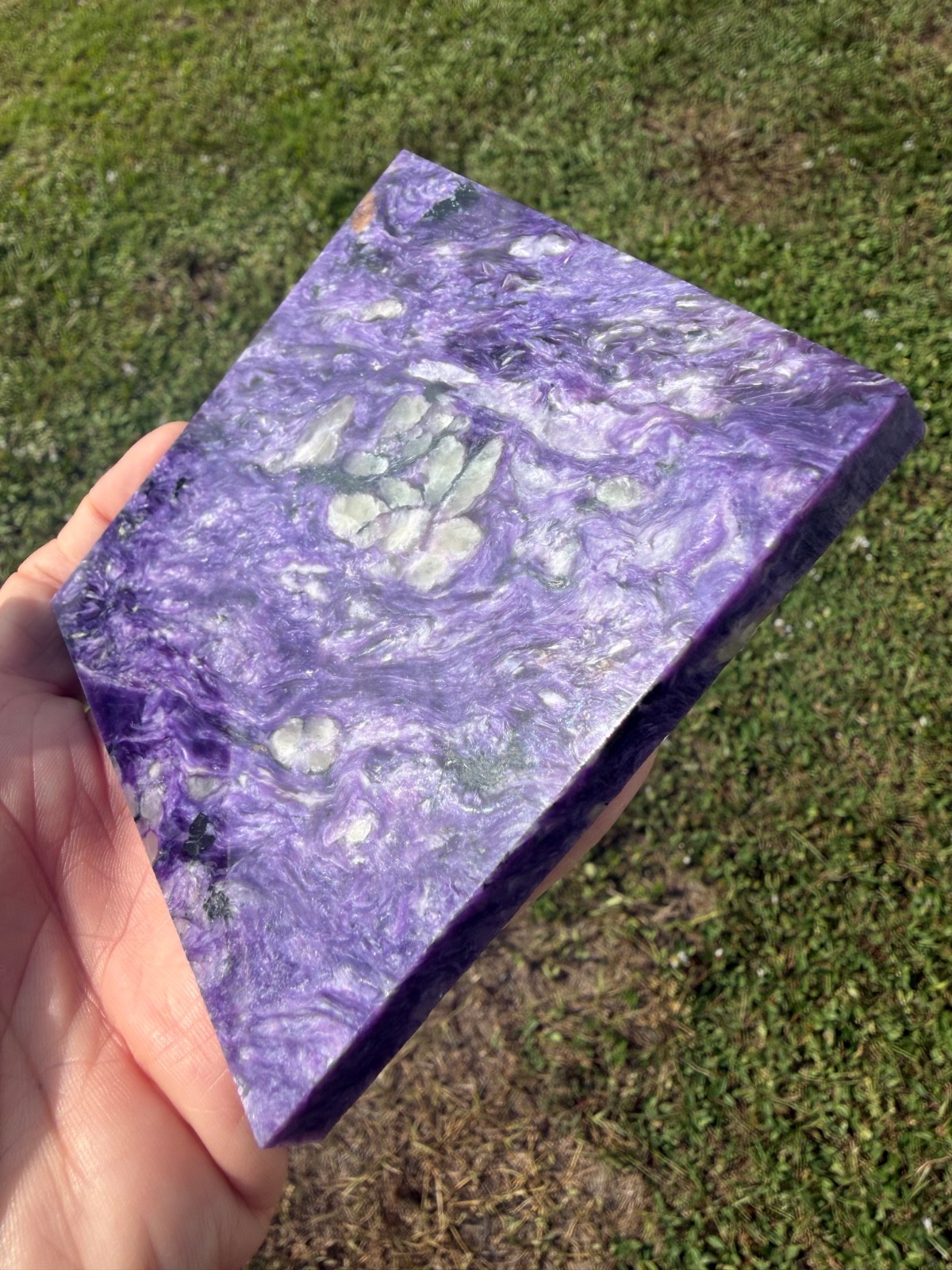 Beautiful Charoite Polished Gemstone Tile 4″ 257 Grams