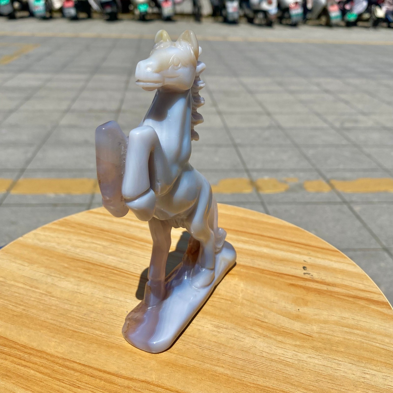 300G Natural Agate Carved Horse Figurine, Exquisite Hand Carved Gemstone Statue