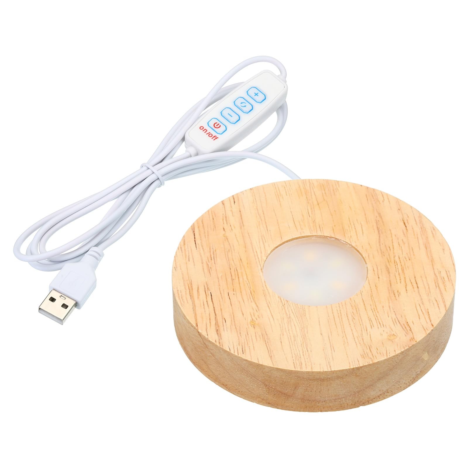 4 Inch Wooden LED Light Base, Wood Light Display Base Stand Lighting with Swi…