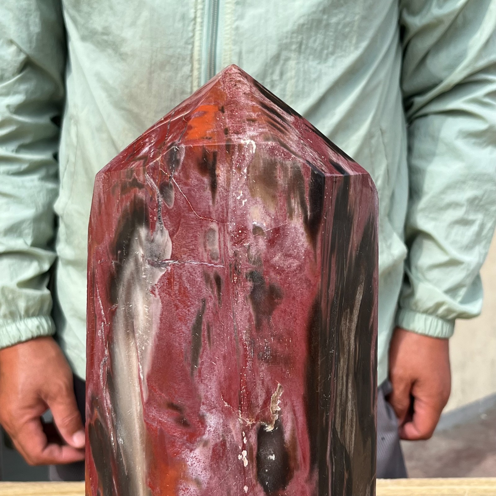 16.98LB Large Natural Polished Petrified Wood Obelisk Tower Crystal Reiki Decor