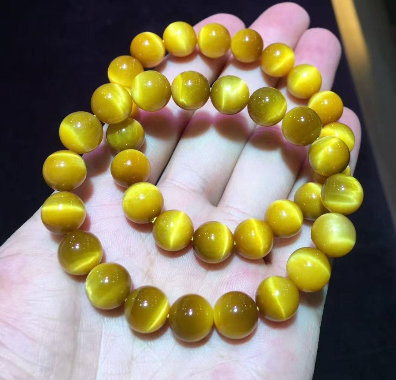 Genuine Natural Gold Tiger Eye Gemstone Beads Woman Bracelet AAAA 10mm