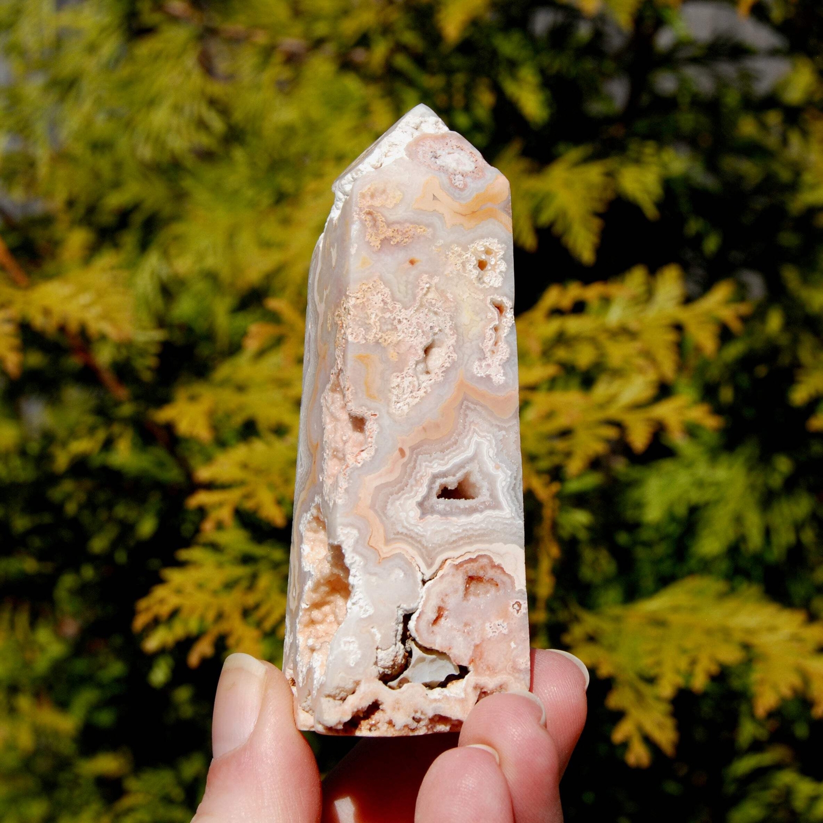 3.75in 119g PINK Crazy Lace Agate Druzy Crystal Tower, Indonesia
