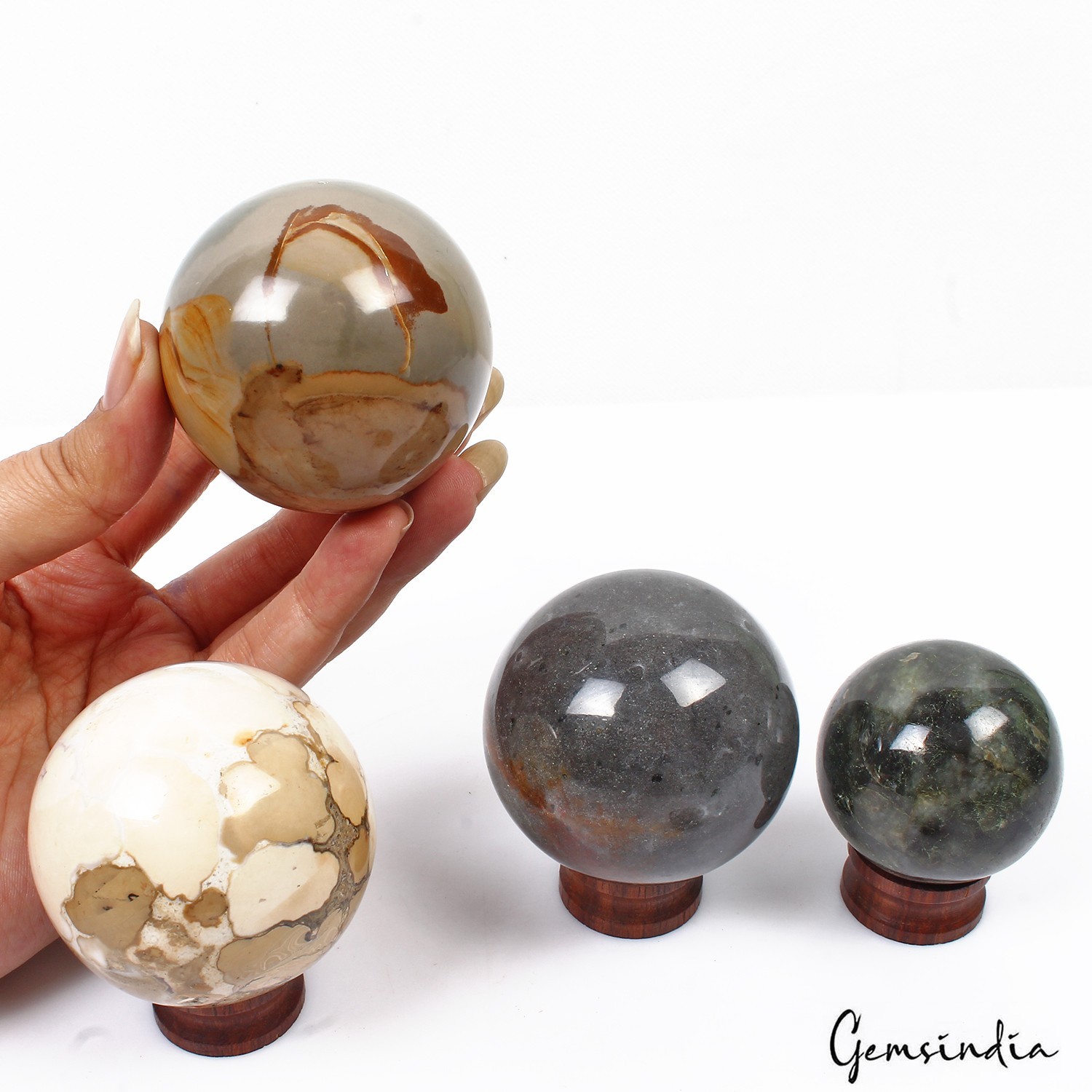 4180 Ct/4 Pcs Natural Untreated Multi Gems Healing Crystal Sphere Wholesale Gems