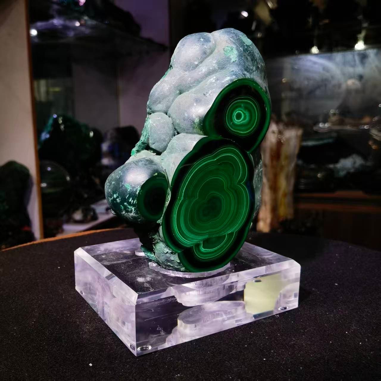 3.96LB Top Natural Malachite Quartz Mineral Specimen Crystal Healing + stand