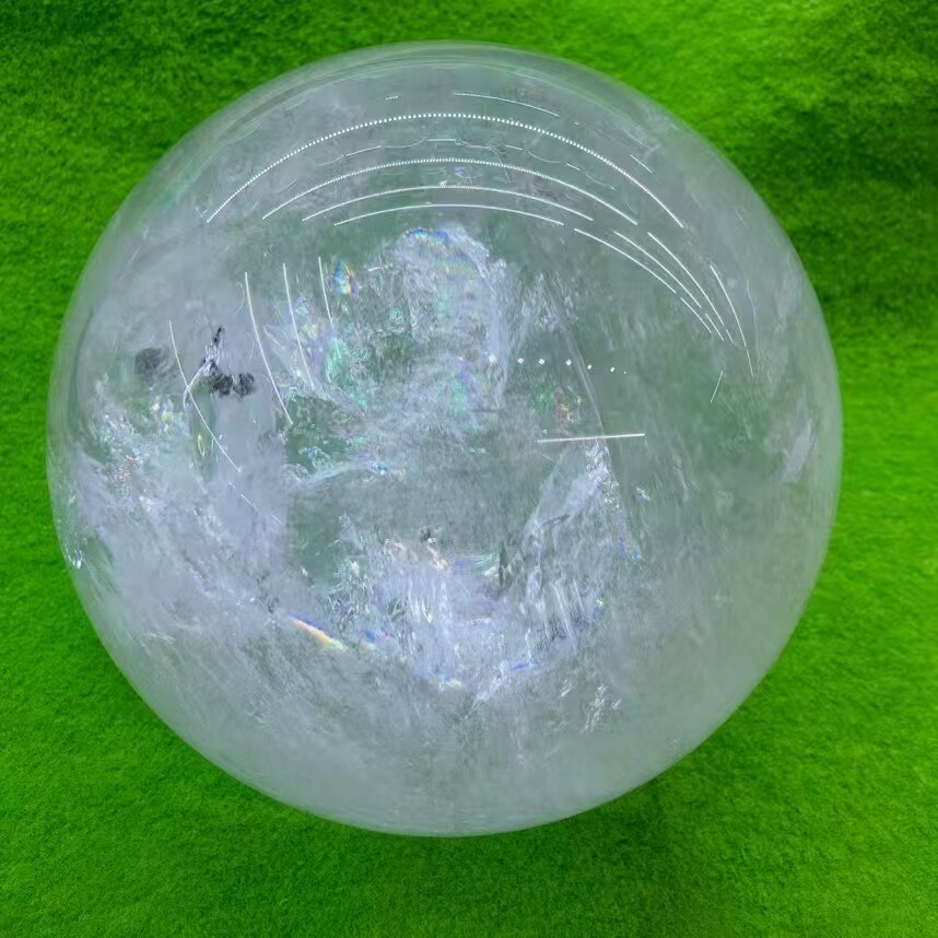 32.56lb Large Natural Clear Quartz Sphere White Crystal Ball Healing + Stand