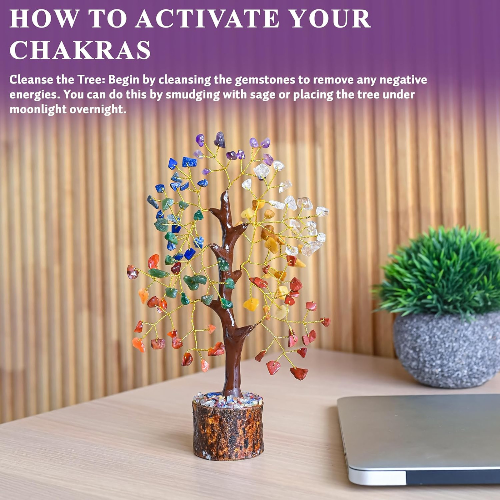 Crocon 7 Chakra Crystal Tree of Life Office Decor Meditation Gift for Women Home