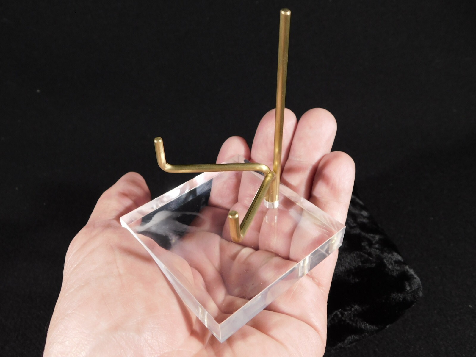Easel Display Stand Brass Medium Size Adjustable Clear Acrylic Base