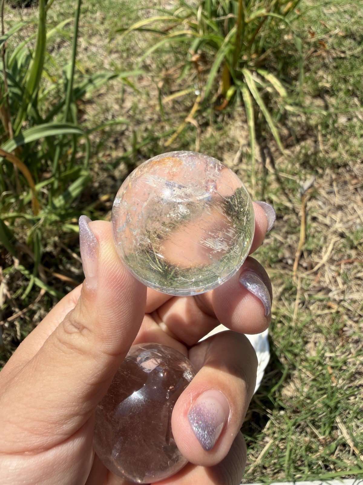 1pc Random Pick Clear Quartz Sphere, Smoky Clear Quartz Small Crystal Ball