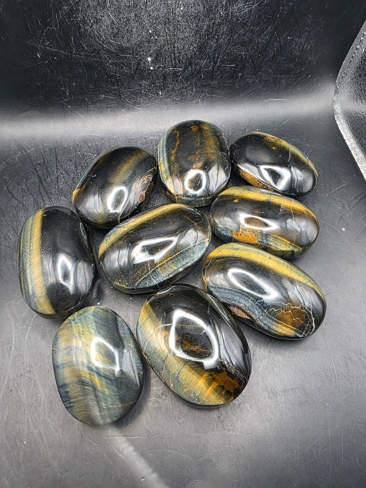 Blue tiger eye palm stone! 2 too 2.5 inches!