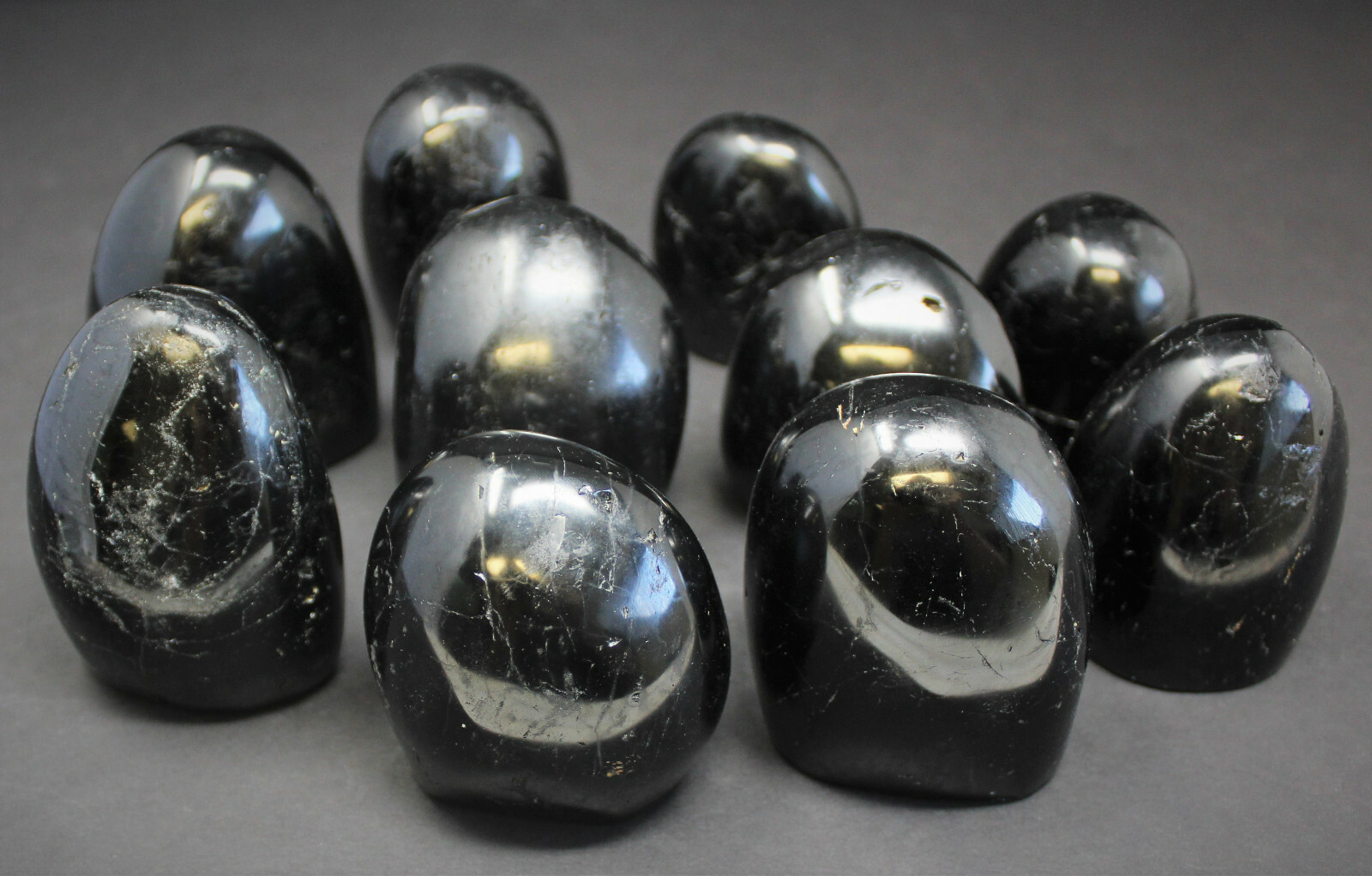 Polished Black Tourmaline Freeform: Cut Base Free Standing Display Specimens