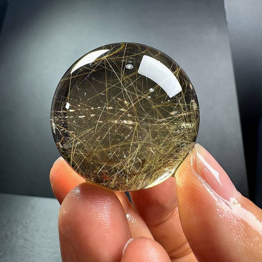 80g Natural Rutilated Quartz Sphere Crystal Ball Mineral reiki Decor