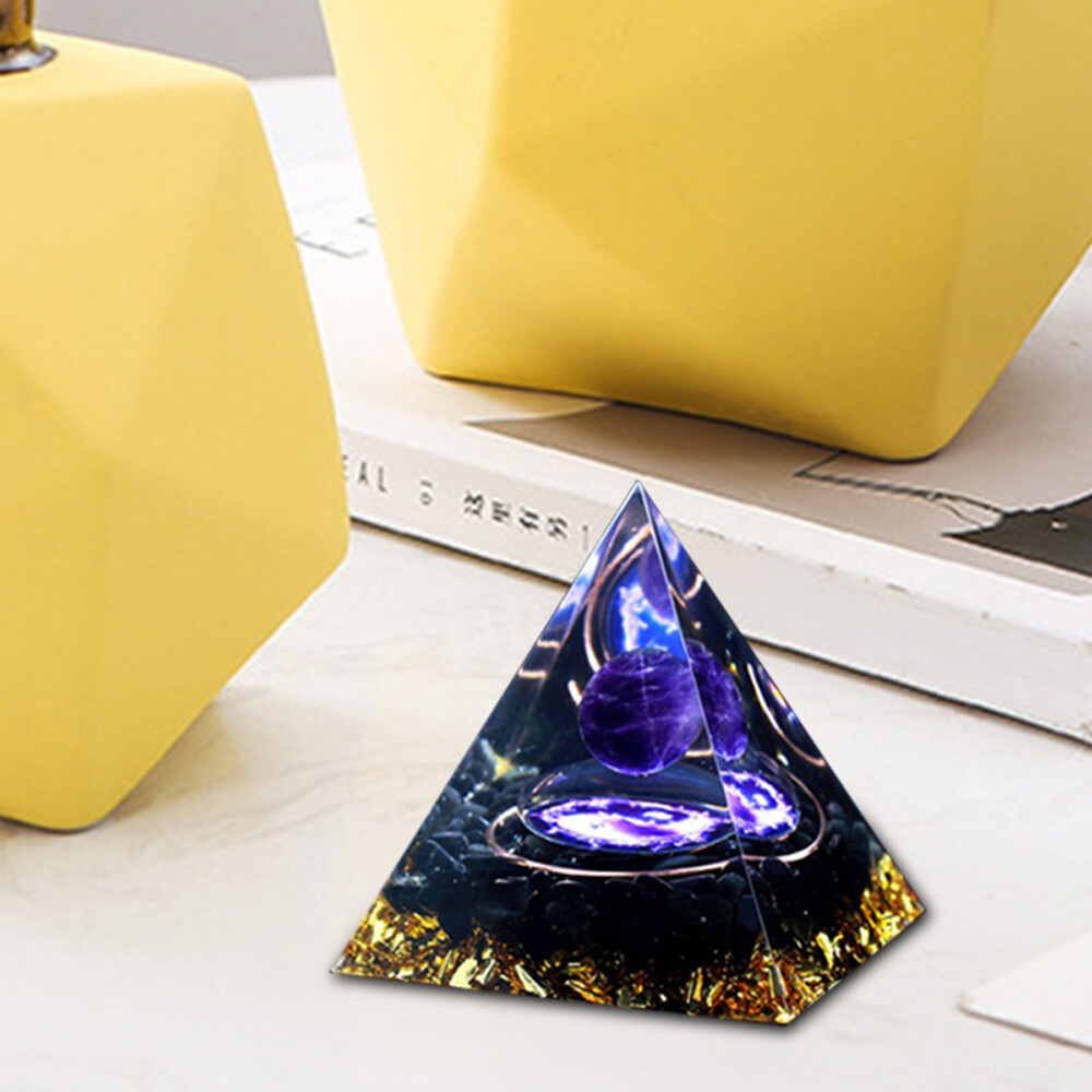 Orgone Amethyst Stone Crystal Protection Pyramid & Quartz Energy Good Luck Charm