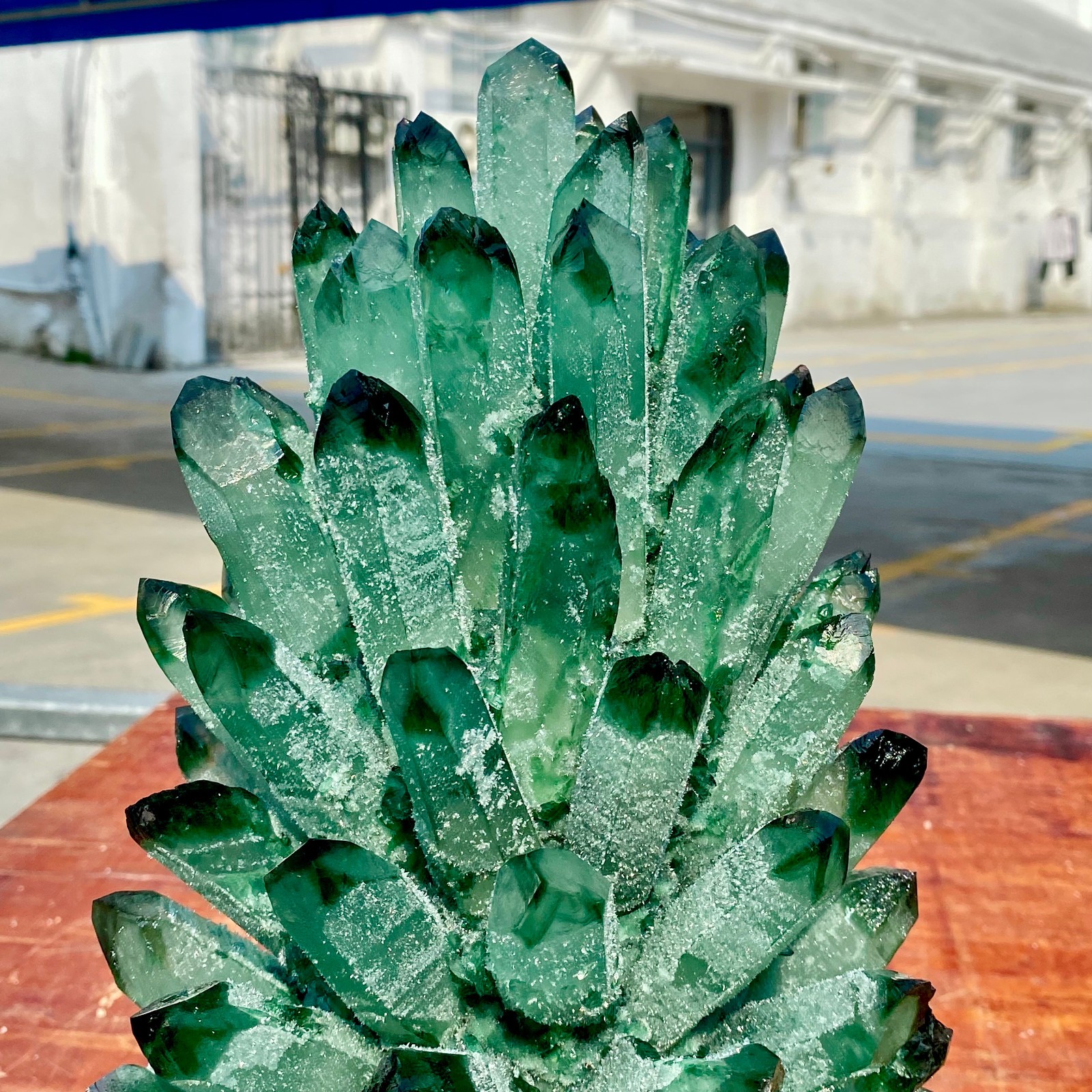 19.8LB Newly discovered green phantom quartz crystal cluster minerals