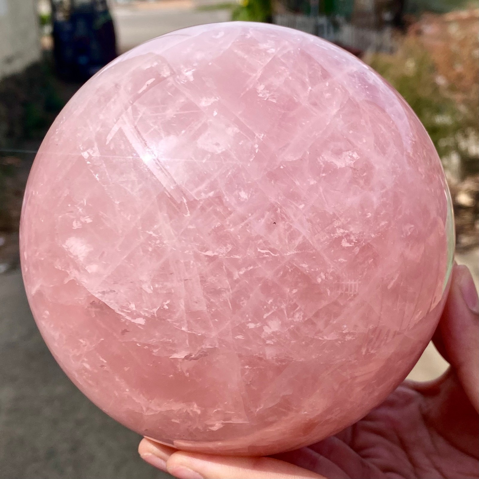 6.68LB Natural Crystal Pink Rose Chakra Quartz Sphere healing ball Specimen