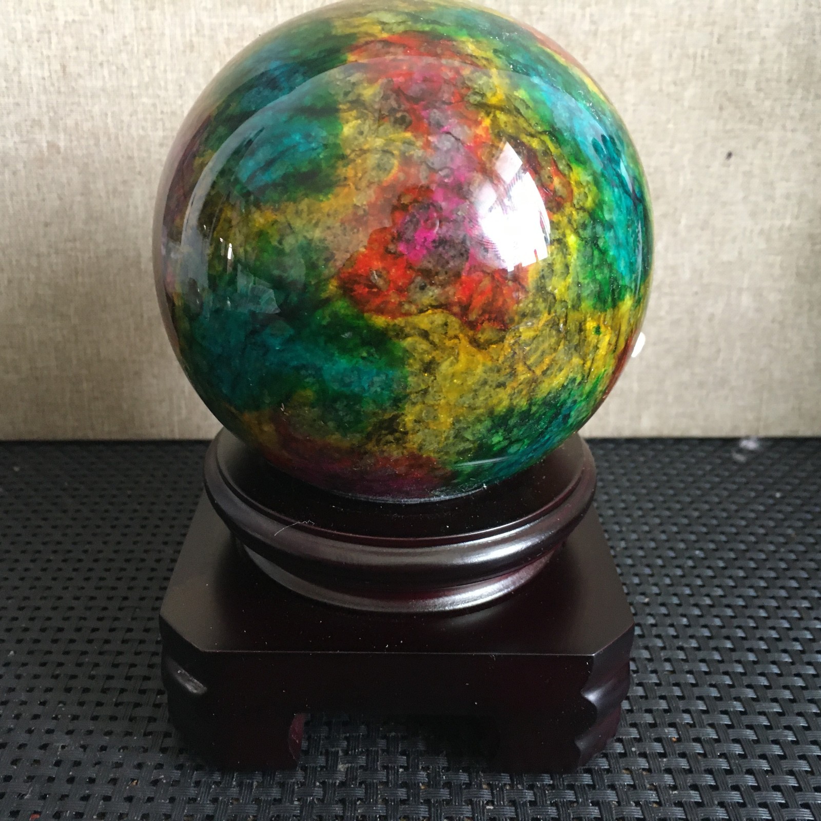 1585g “Seven Colors Jade” crystal sphere specimen -Taiwan China