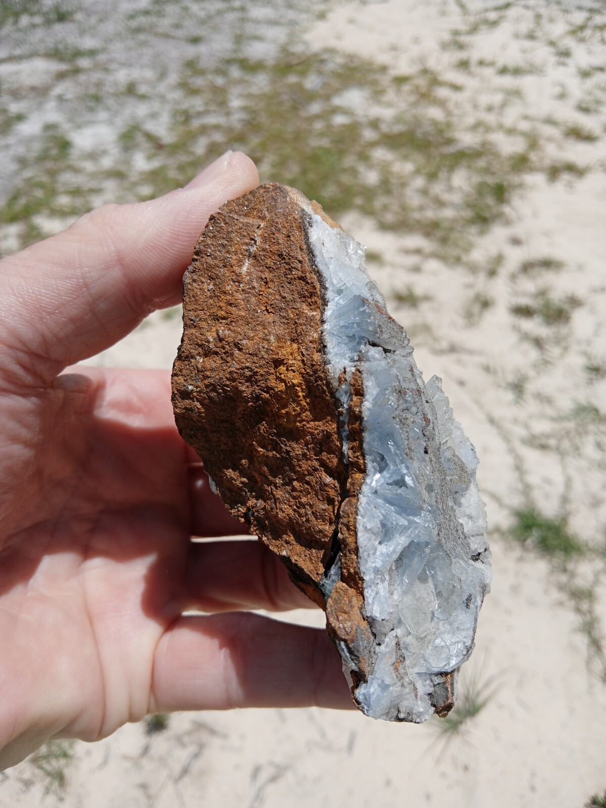 Beautiful Blue Barite Specimen! Sidi Laheen Mine Morocco ! 3.75″! 14 Ounces!