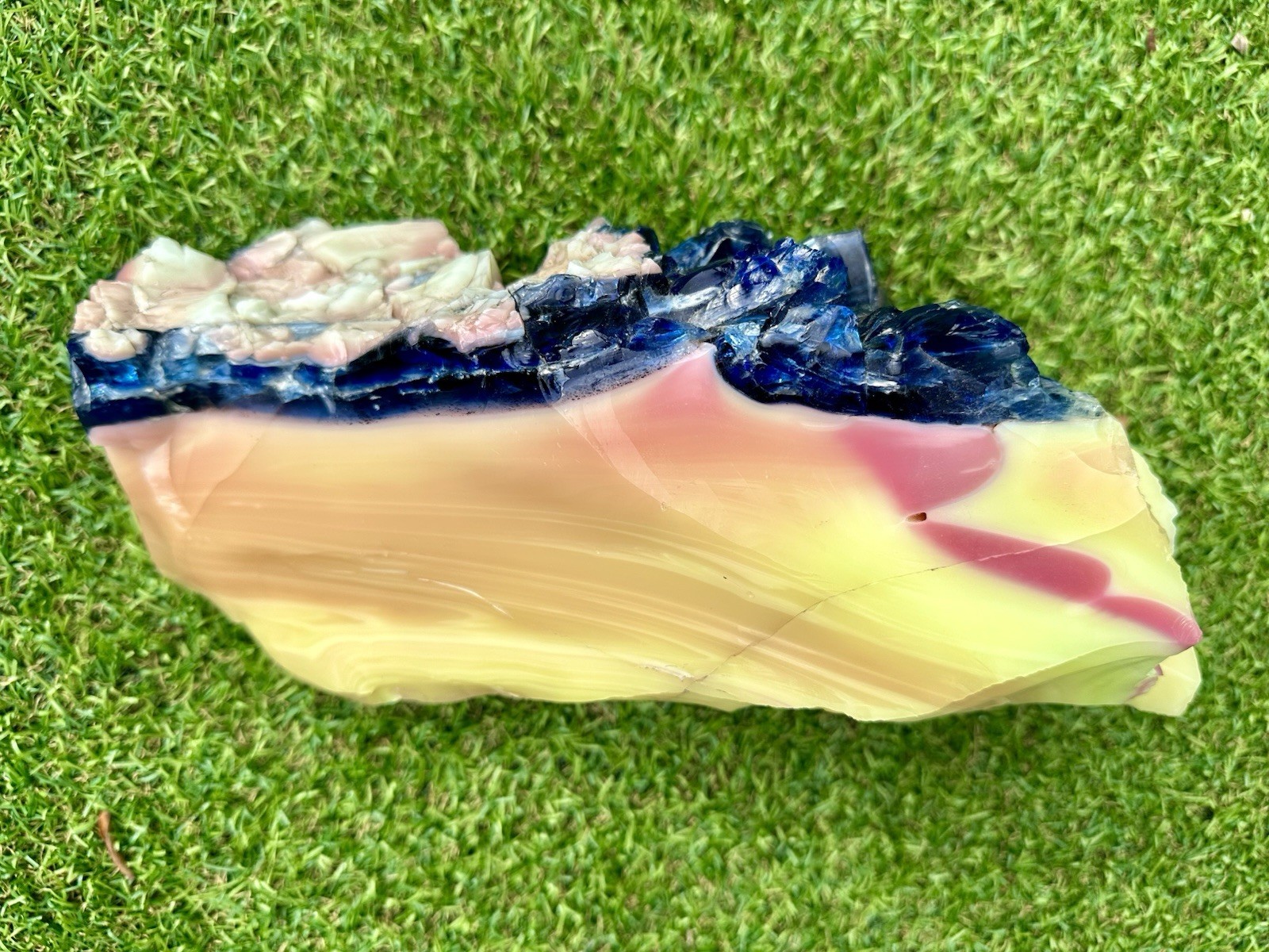 Stunning Uranium Slag Glass Cullet Mixed Blue Yellow Orange HOUZER Rock Overpour