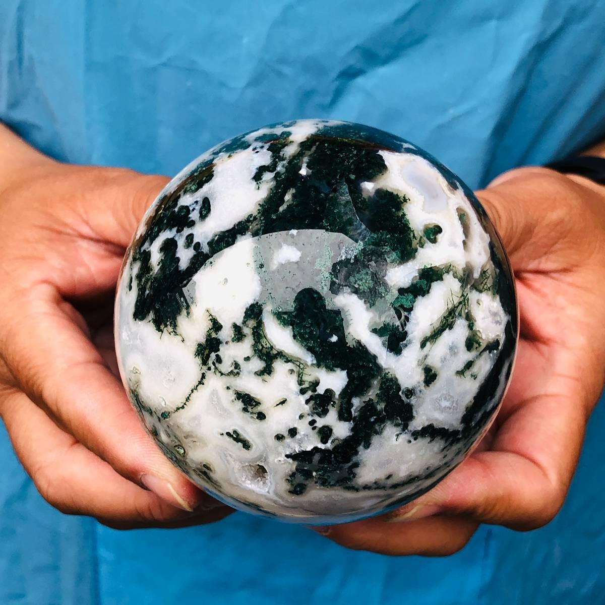 3pcs 5.47LB Natural Water Grass Agate Ball Quartz Crystal Ball Healing 2111
