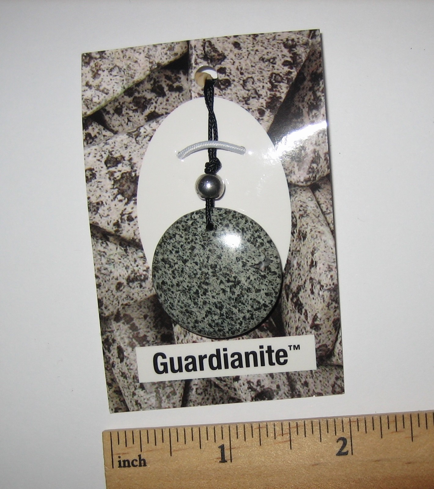 27mm POLISHED NATURAL GUARDIANITE STONE MINERAL CORDED ROUND DISC PENDANT *1