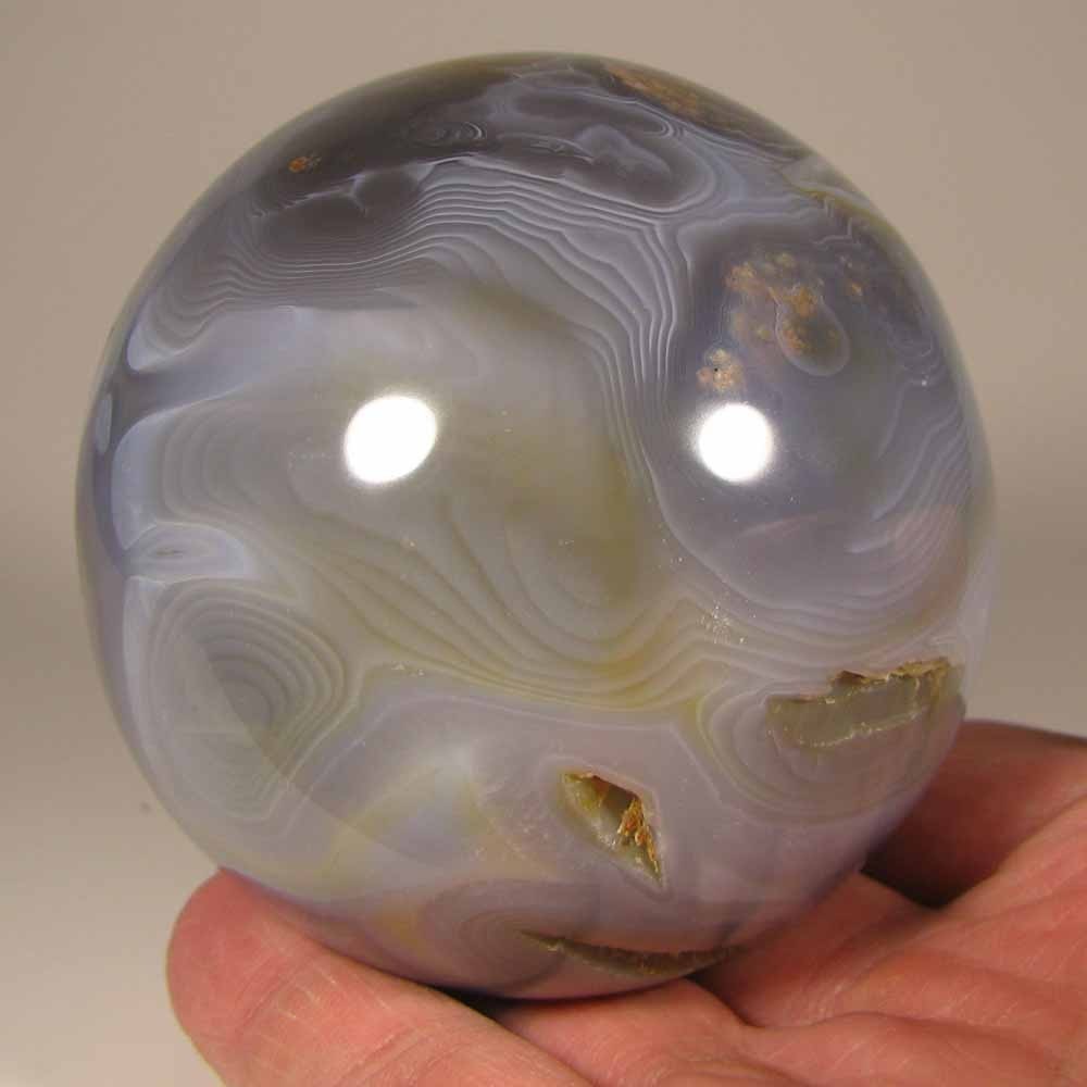 3″ BANDED AGATE Crystal Sphere Ball w/ Stand – Madagascar – 76mm – 1.4 lbs.