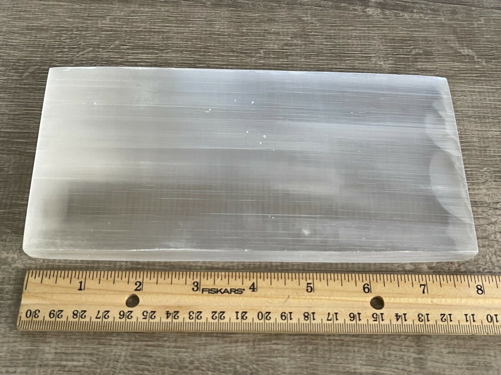Large Selenite Charging Plate -8×4 Inch Polished Selenite Slab, Selenite Tile