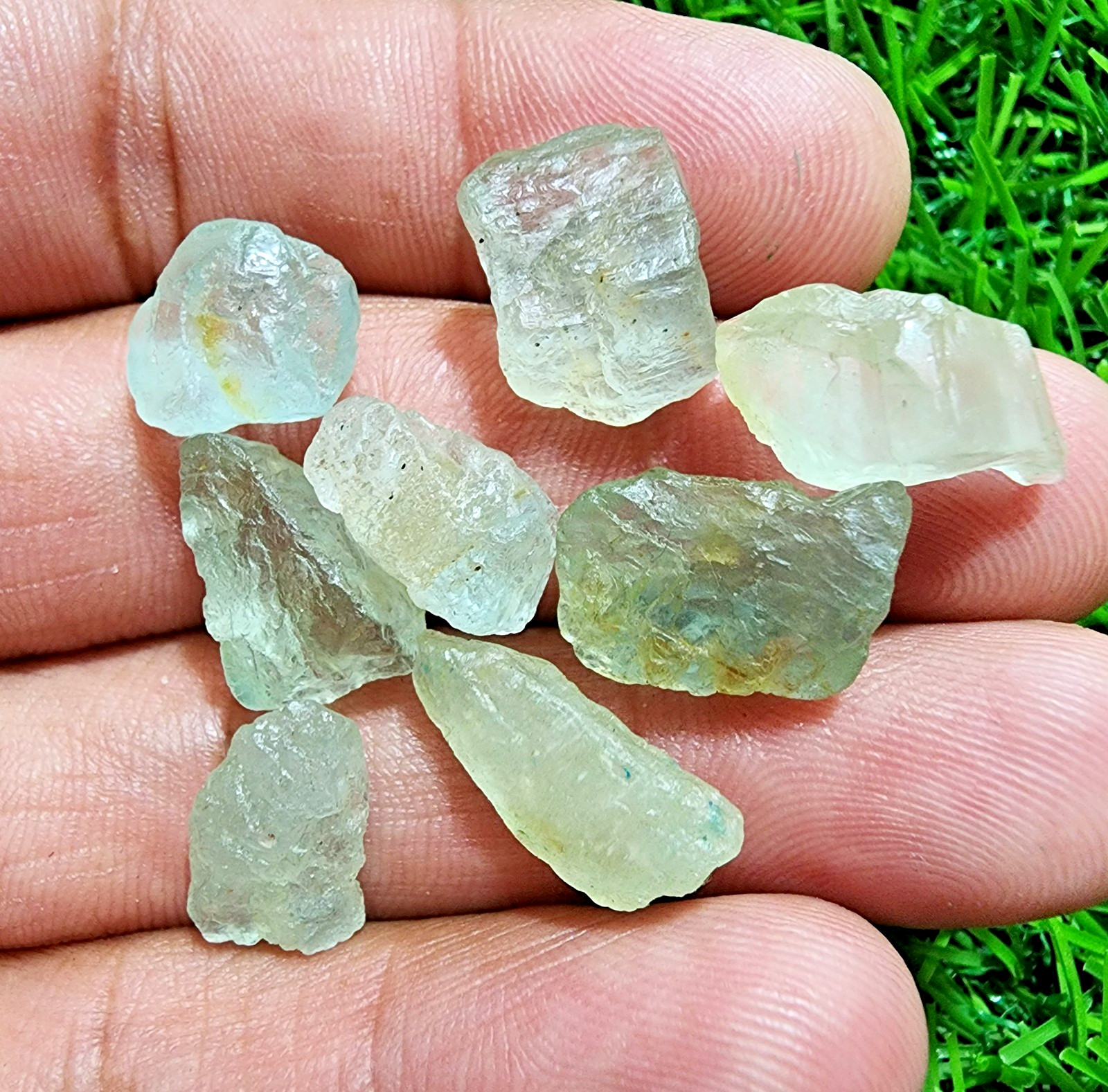 8 Pcs Huge Aquamarine Gemstone Rough Lot 12-18mm Loose Stones Healing Crystal