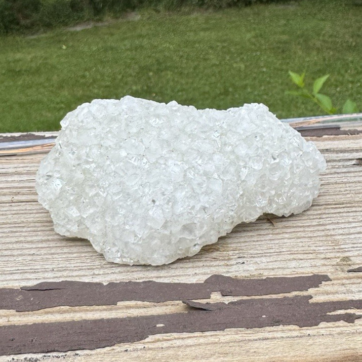 White Crystal Cluster on Dark Rock Matrix Mineral