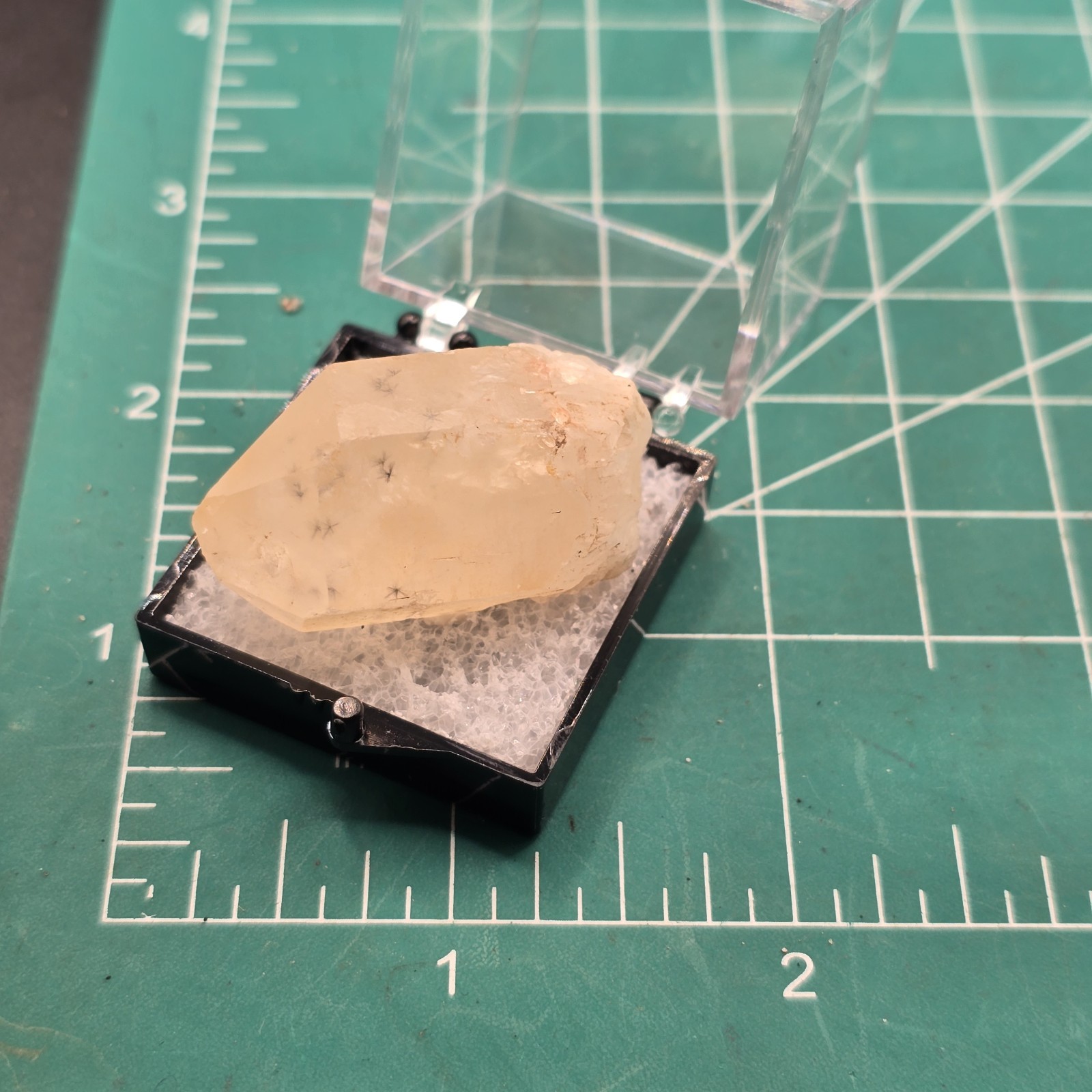 Hollandite Spider Quartz Point Crystal Madagascar Gemstone Specimen in Perky Box