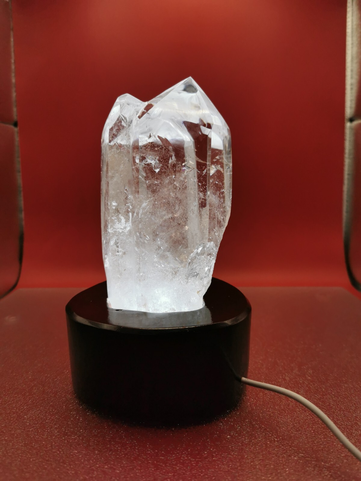 Natural Clear Quartz Double Point Obelisk Crystal With Custom Light Stand 2+LB