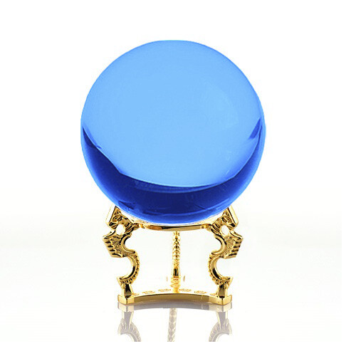 Crystal Ball Sphere for Feng Shui, Meditation, Decor, with Gold Dragon Stand.
