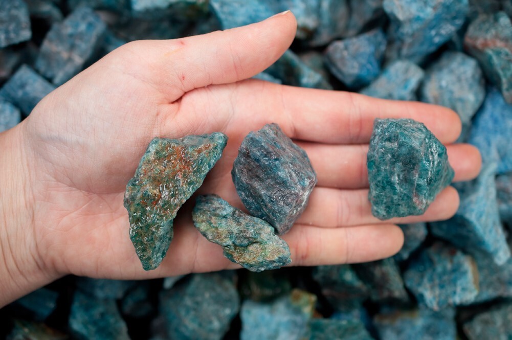 1/2 lb Blue Apatite Rough Stones – Natural Crystal Mineral Specimens Tumbling