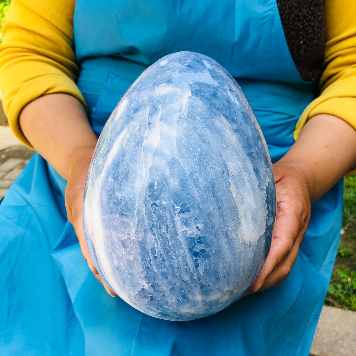 9.3LB Natural Beautiful Blue Crystal Egg Crystal Mineral Specimen Healing 4766