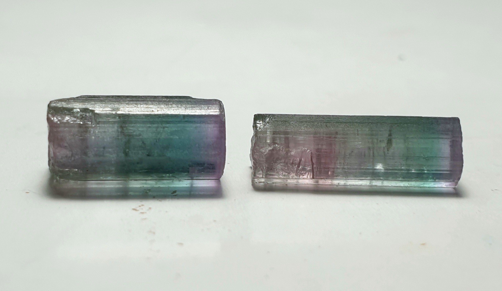 Saturated Top Quality Pair Of Bi-Colour Watermelon Terminated Tourmaline Crystal