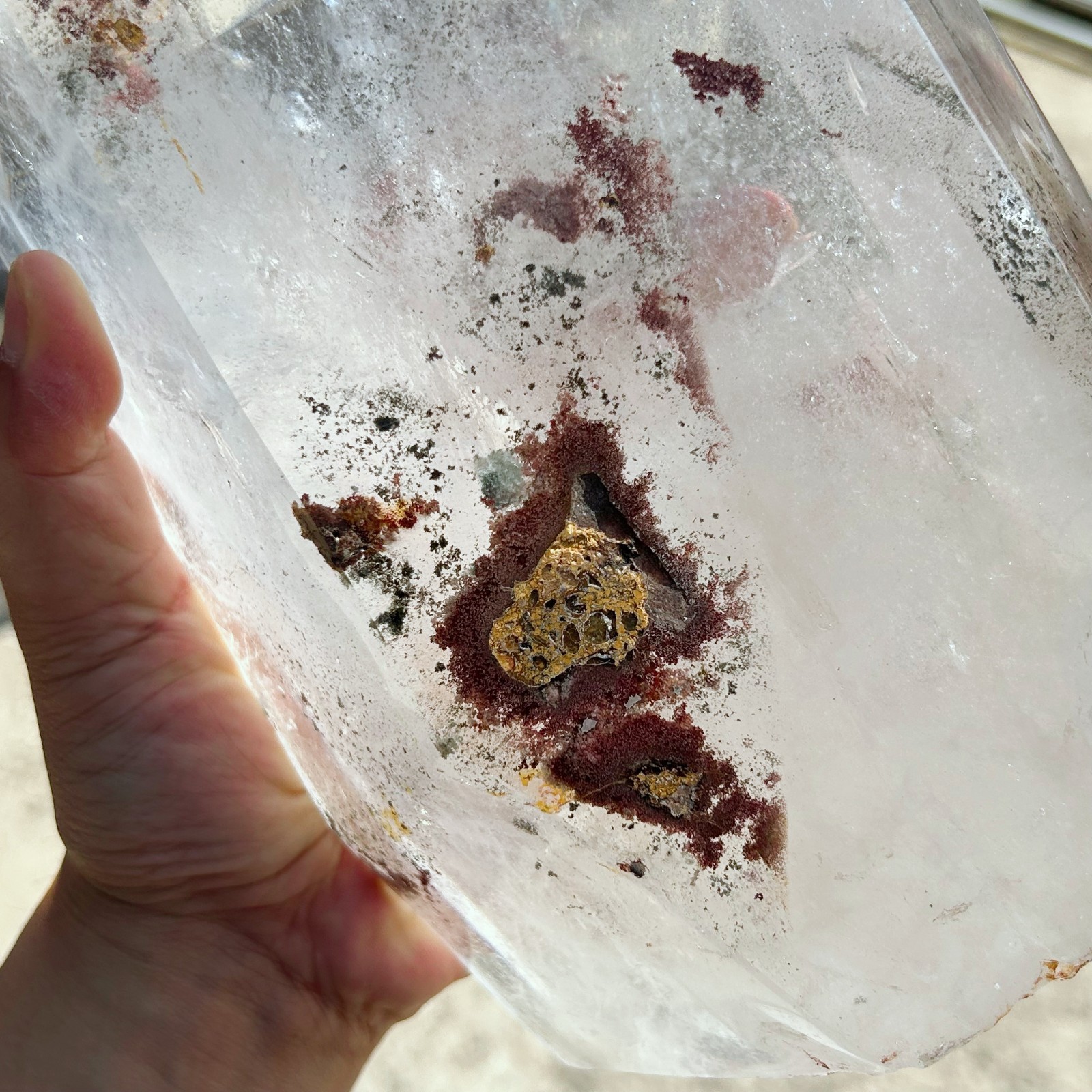 16.1LB Natural Clear Quartz With Phantom Crystal Double Point Healing A210