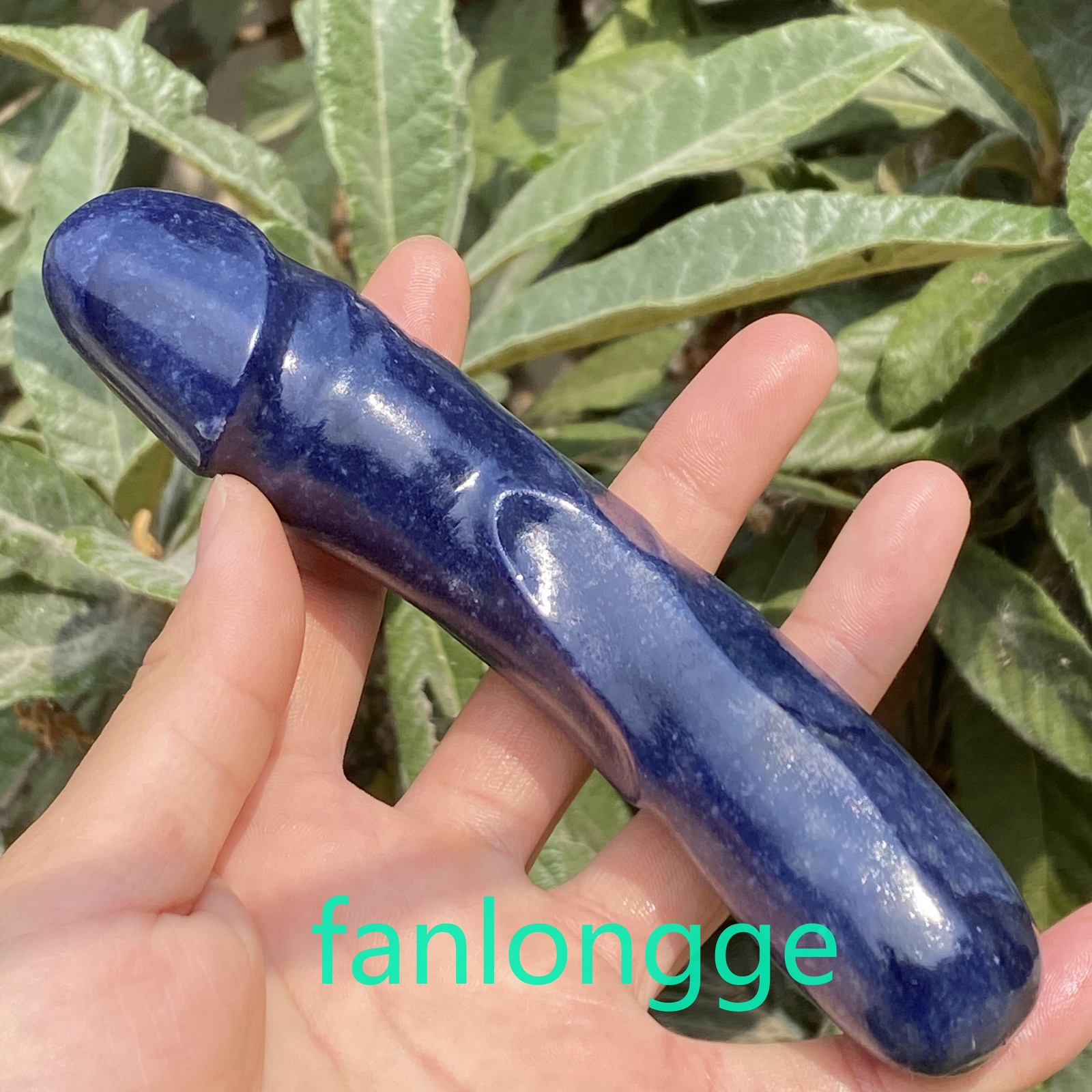 6in Natural blue Aventurine Male Penis Quartz Crystal Skull Massager scrub 1PC