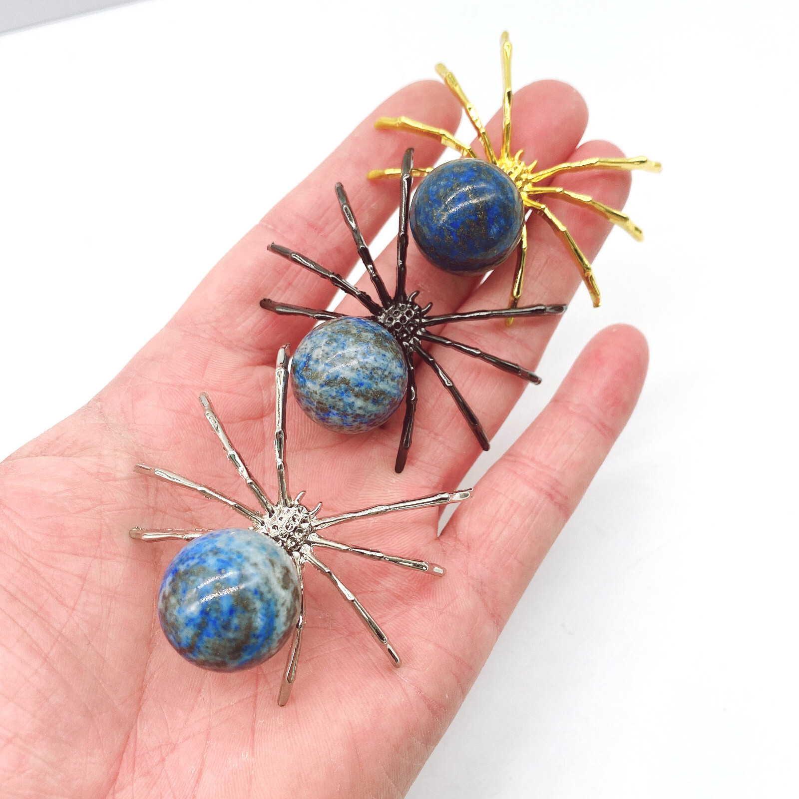 50pcs Natural Lapis Lazuli Spider Reiki Sphere Crystal Quartz Healing Decorate