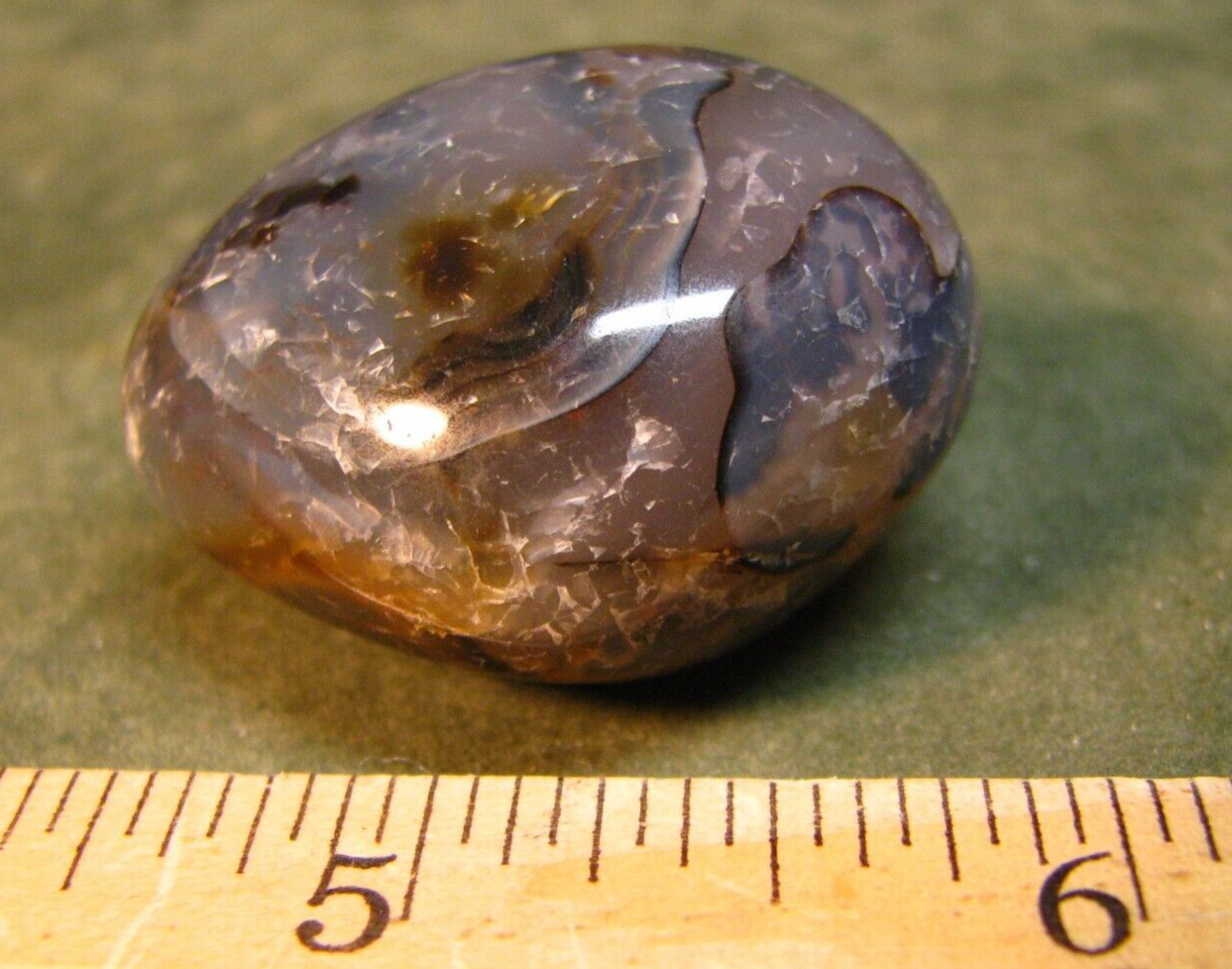 41g 40mm DENDRITIC CHALCEDONY AGATE PALM STONE MADAGASCAR MAD CRAZY LACE #014